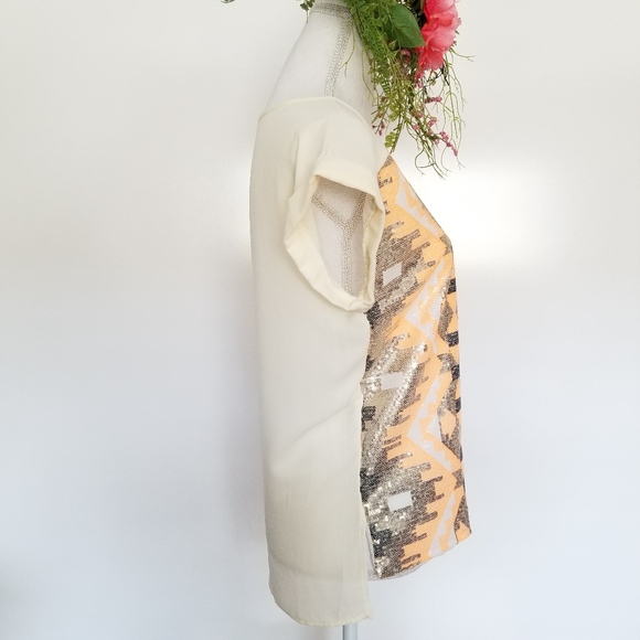 Francesca's Sequinned Top Shirt High Low Size S - Picture 2 of 8